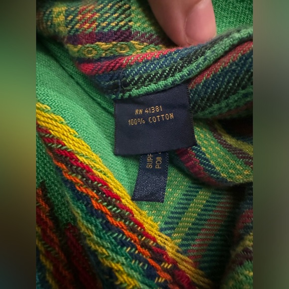 Polo Ralph Lauren Vintage Green Beacon Aztec Woven Button Down Shirt Size M - Picture 4 of 11